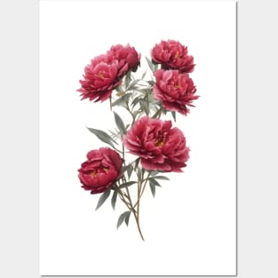 Pink peony flowers Posters and Art